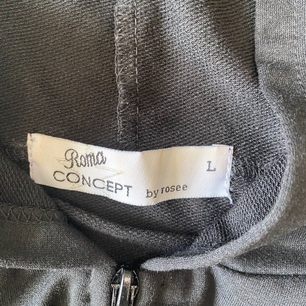 ROMA CONCEPT by Rosee Size L Black Sleeveless Hoodie Crop Sweatshirt Top - Picture 4 of 10